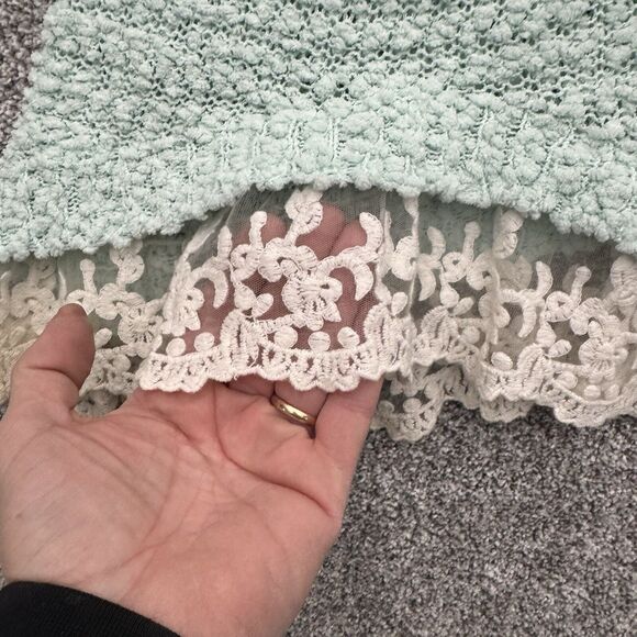 Cottagecore Popcorn Sweater Large 11-13 Lace Fairycore Soft Girl Feminine Dainty - Picture 2 of 9